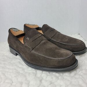 Tod's Penny Loafer Men’s Size 8.5 Brown Suede Rubber Sole Slip On Italian Made G